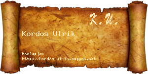 Kordos Ulrik névjegykártya